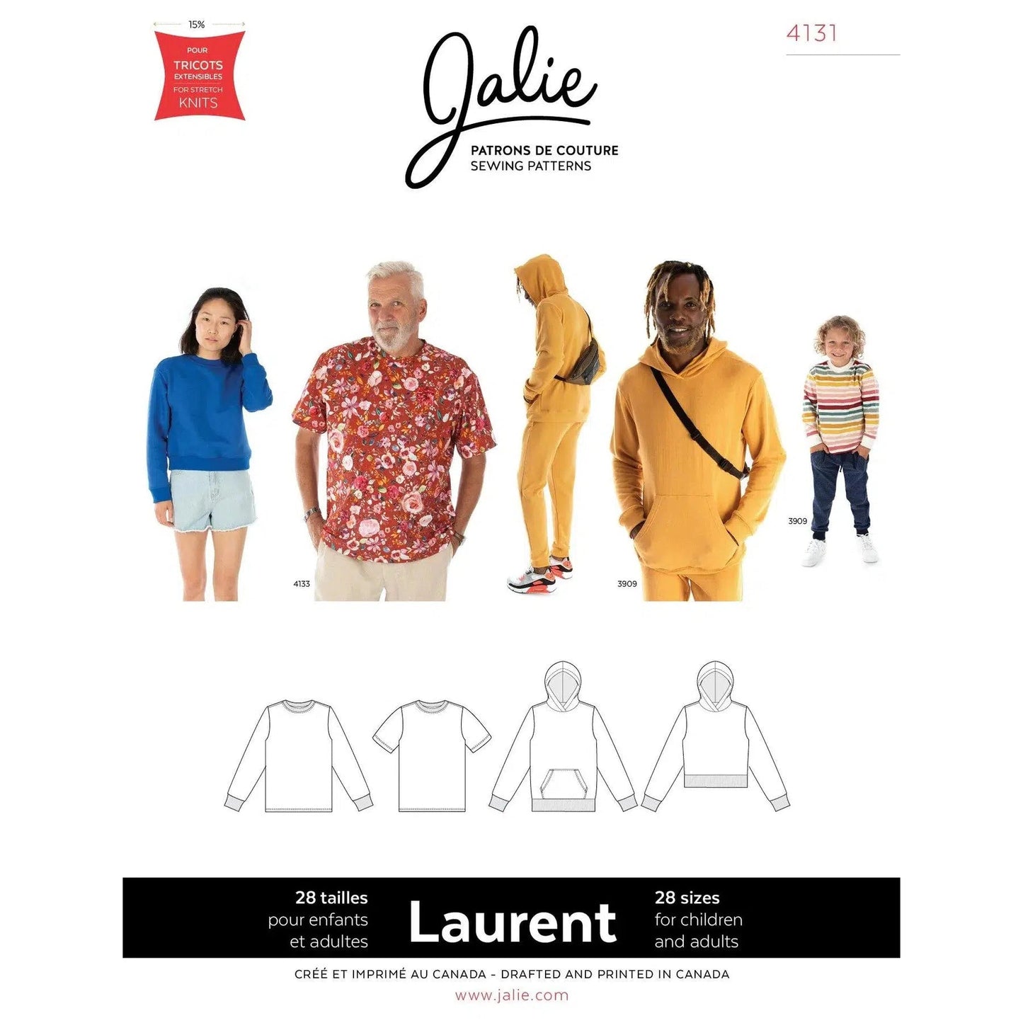 Jalie Patterns-Laurent Shirt & Hoodie Pattern-sewing pattern-gather here online