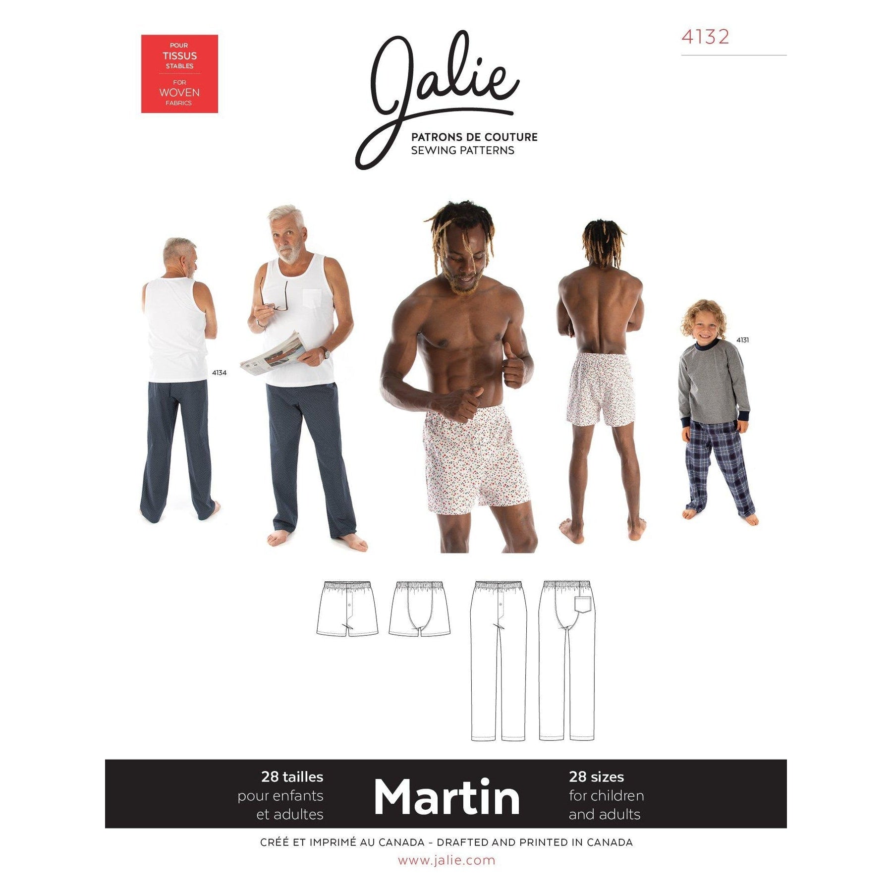 Jalie Patterns-Martin Boxers and Lounge Pants Pattern-sewing pattern-gather here online