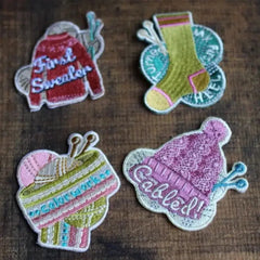 Never Not Knitting-Knitting Accomplishment Patches - Set of 4-accessory-gather here online