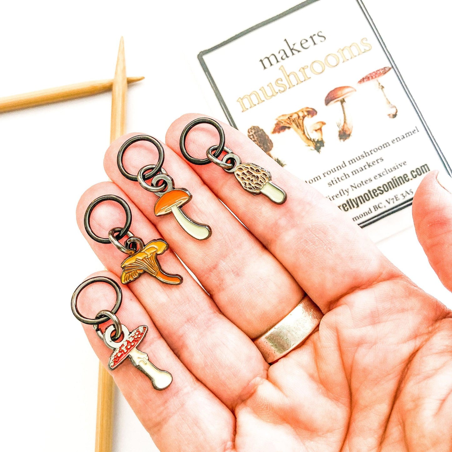 Firefly Notes-Makers Mushrooms Stitch Marker Pack-knitting notion-gather here online