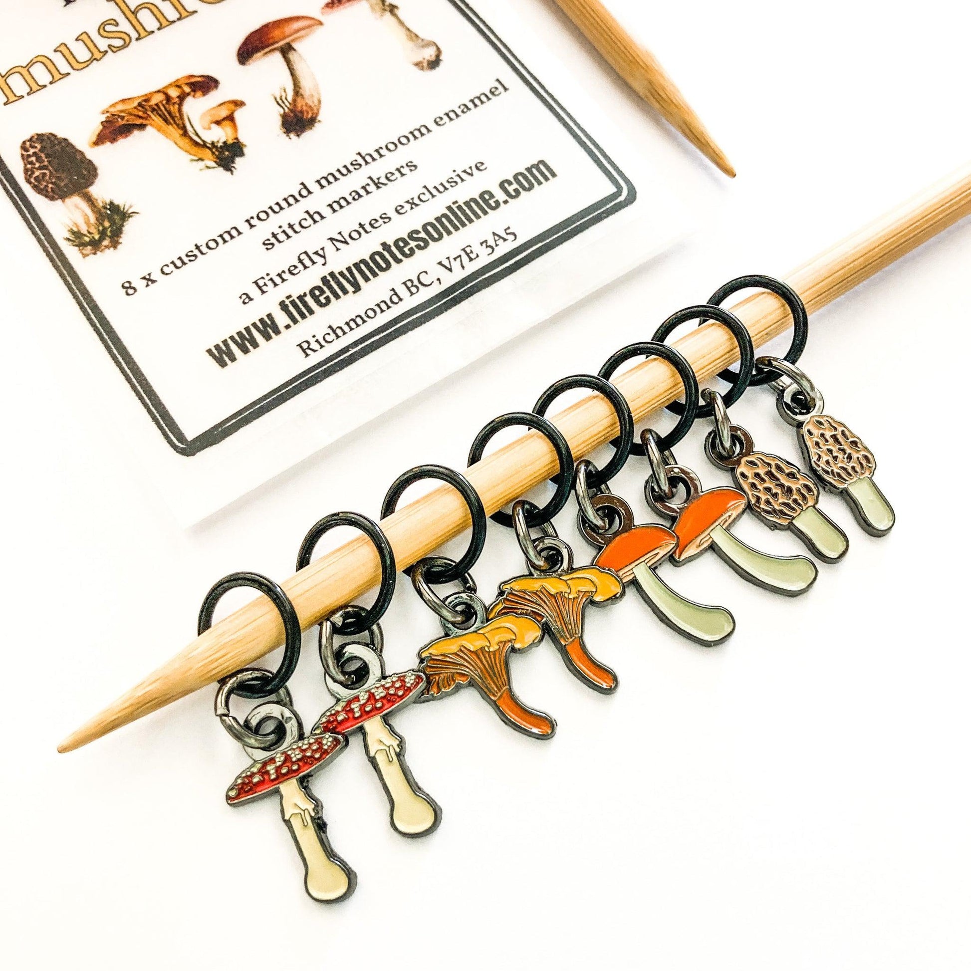 Firefly Notes-Makers Mushrooms Stitch Marker Pack-knitting notion-gather here online