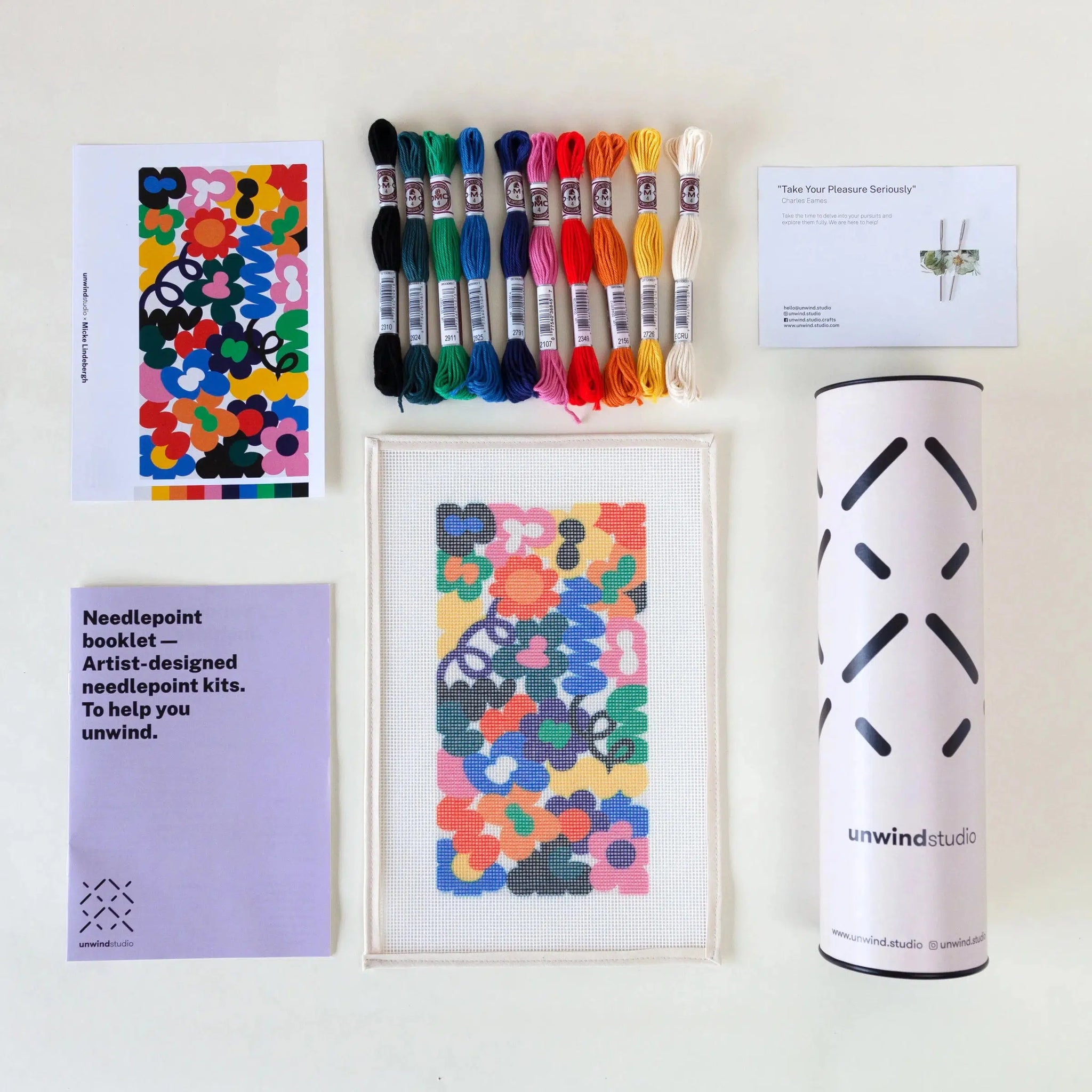 Unwind Studio-Jungley Flowers Needlepoint Kit-embroidery kit-gather here online