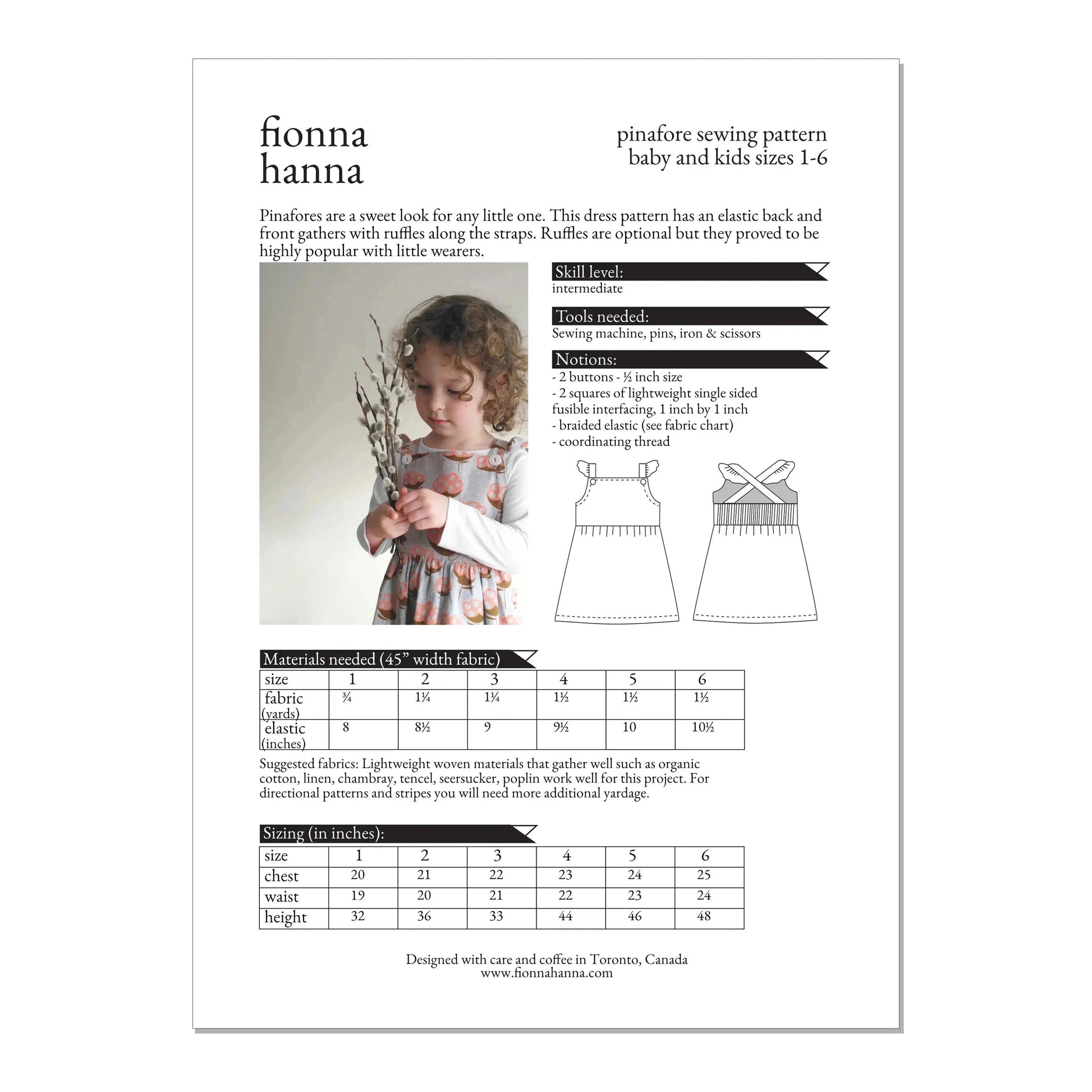 Fionna Hanna-Pinafore Ruffle Dress Sewing Pattern-sewing pattern - kids-gather here online