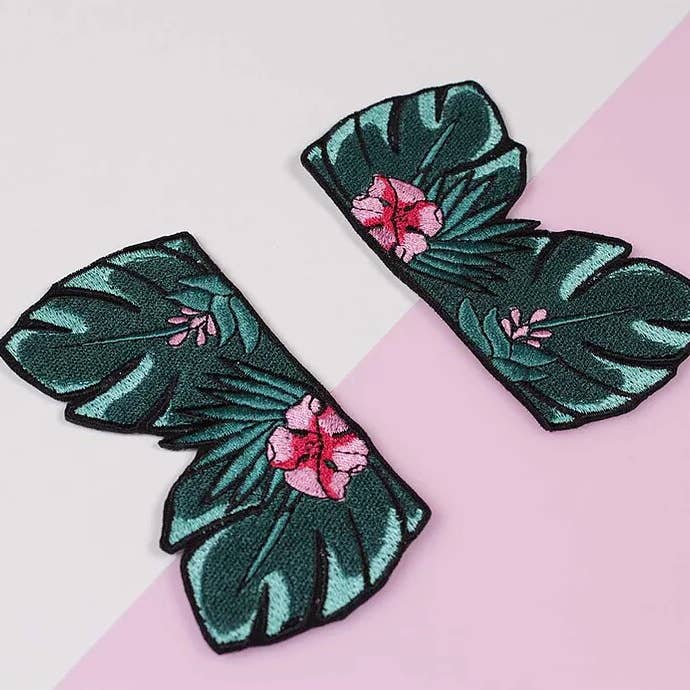 Malicieuse-Duo Tropical Plants Iron-on Patch-accessory-gather here online