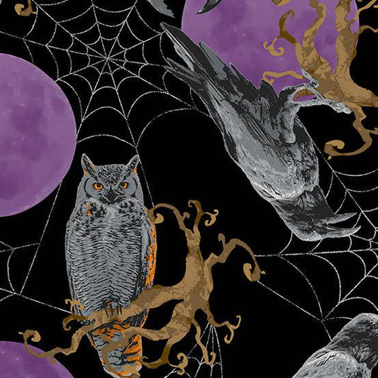 Andover Fabrics-Fright Flight Purple Moon-fabric-gather here online