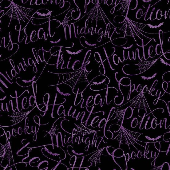 Andover Fabrics-Cryptic Script Purple Moon-fabric-gather here online