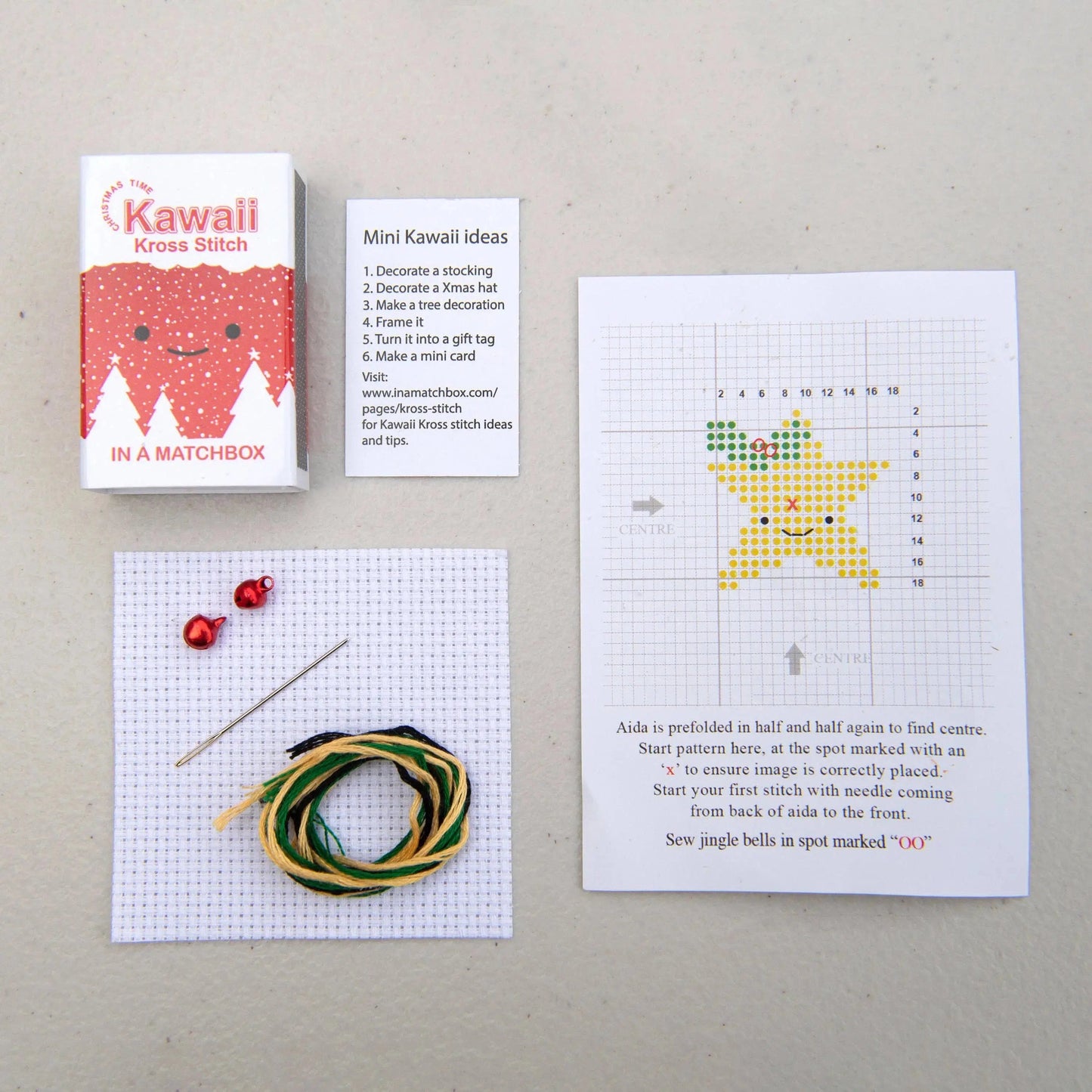 Marvling Bros-Kawaii Christmas Star Mini Cross Stitch Kit in a Matchbox-xstitch kit-gather here online