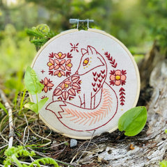 Hook, Line & Tinker-Folk Fox Embroidery Kit-embroidery kit-gather here online