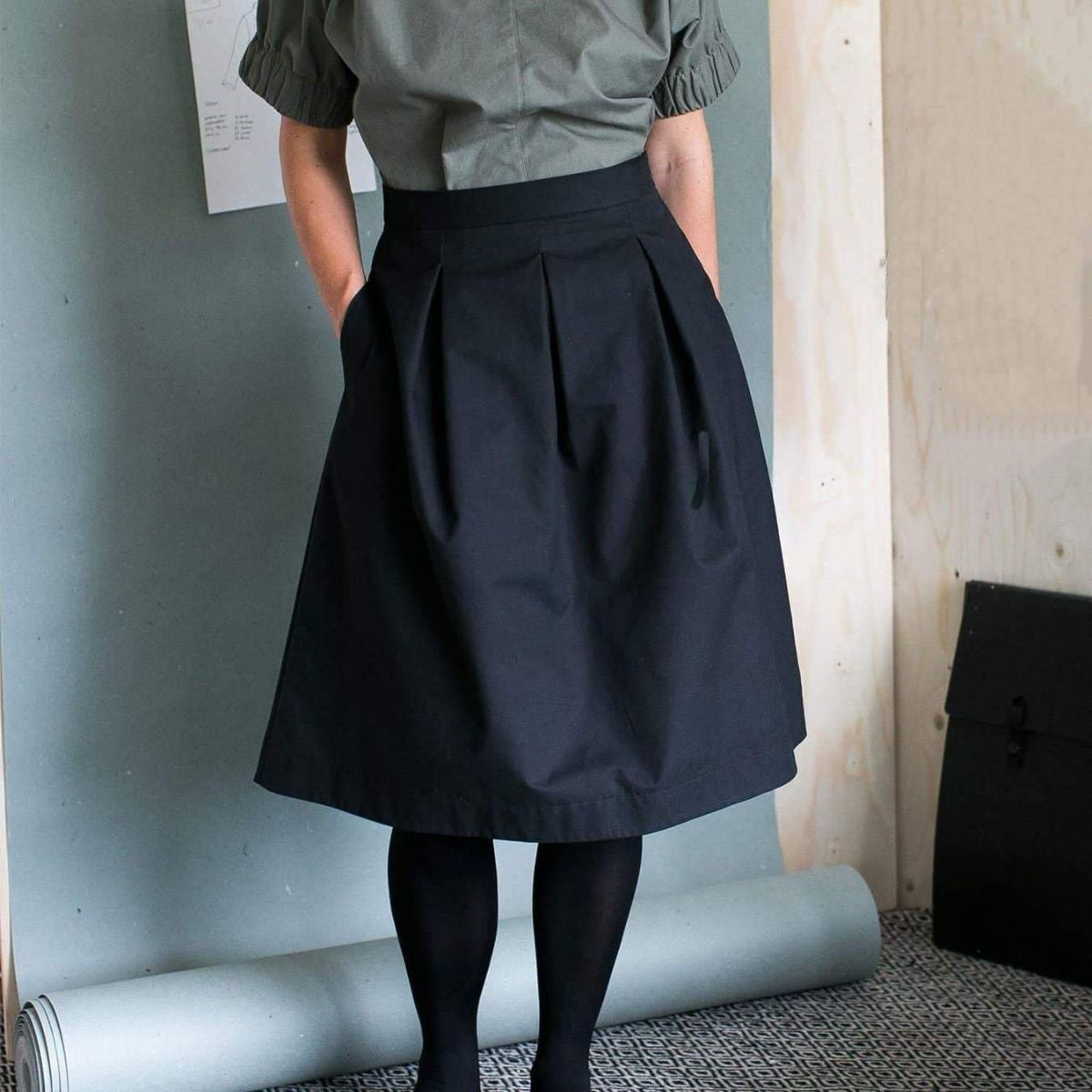 Assembly Line-Three Pleat Skirt Pattern-sewing pattern-XS-L-gather here online