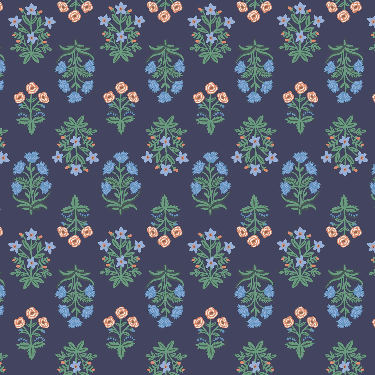 Cotton + Steel-Mughal Rose Navy-fabric-gather here online