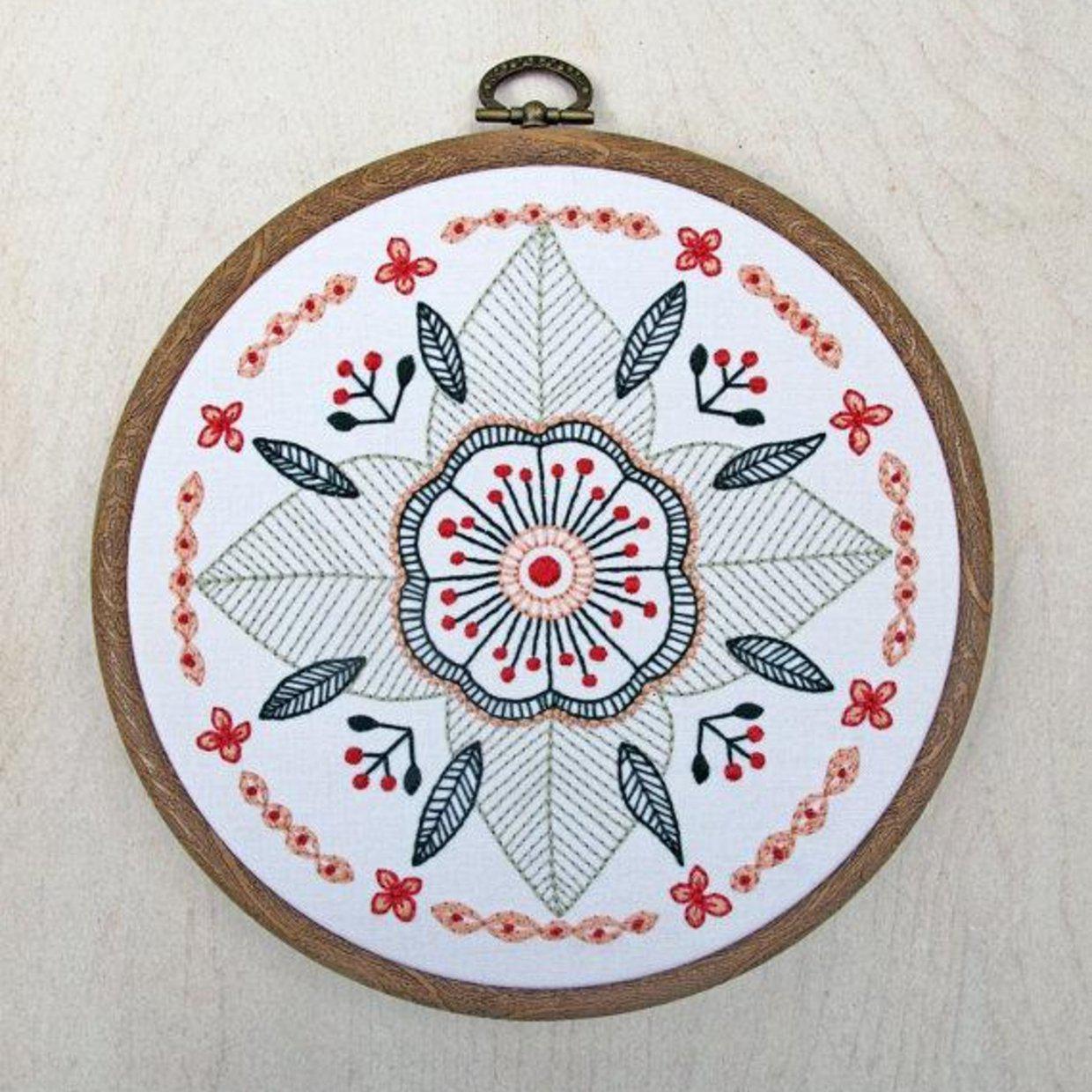 CozyBlue-Floral Mandala Embroidery Kit-embroidery/xstitch kit-Default-gather here online