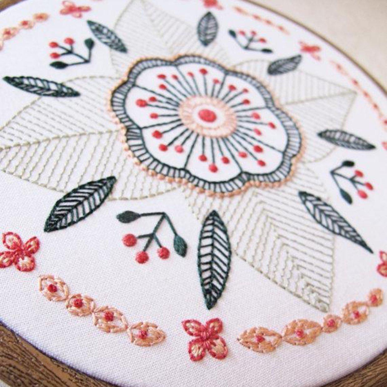 CozyBlue-Floral Mandala Embroidery Kit-embroidery/xstitch kit-Default-gather here online