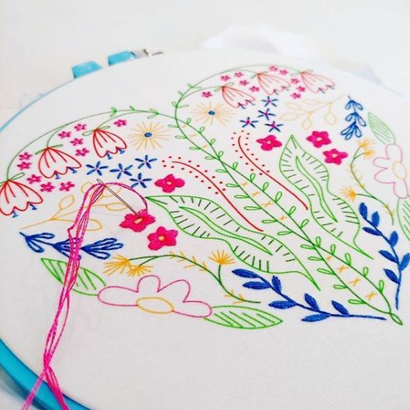 CozyBlue - Full Heart embroidery kit - Default - gatherhereonline.com