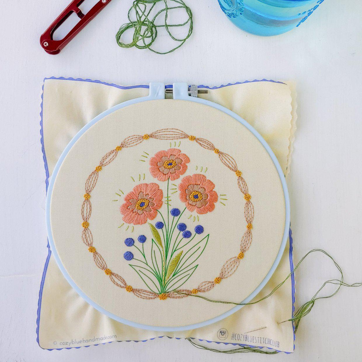 CozyBlue-True Bloom Embroidery Kit-embroidery/xstitch kit-gather here online