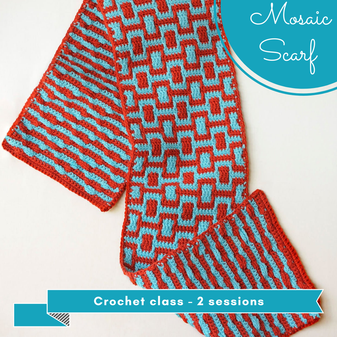Mosaic Scarf crochet class - 2 sessions – gather here online Mosaic Scarf crochet class - 2 sessions – gather here online