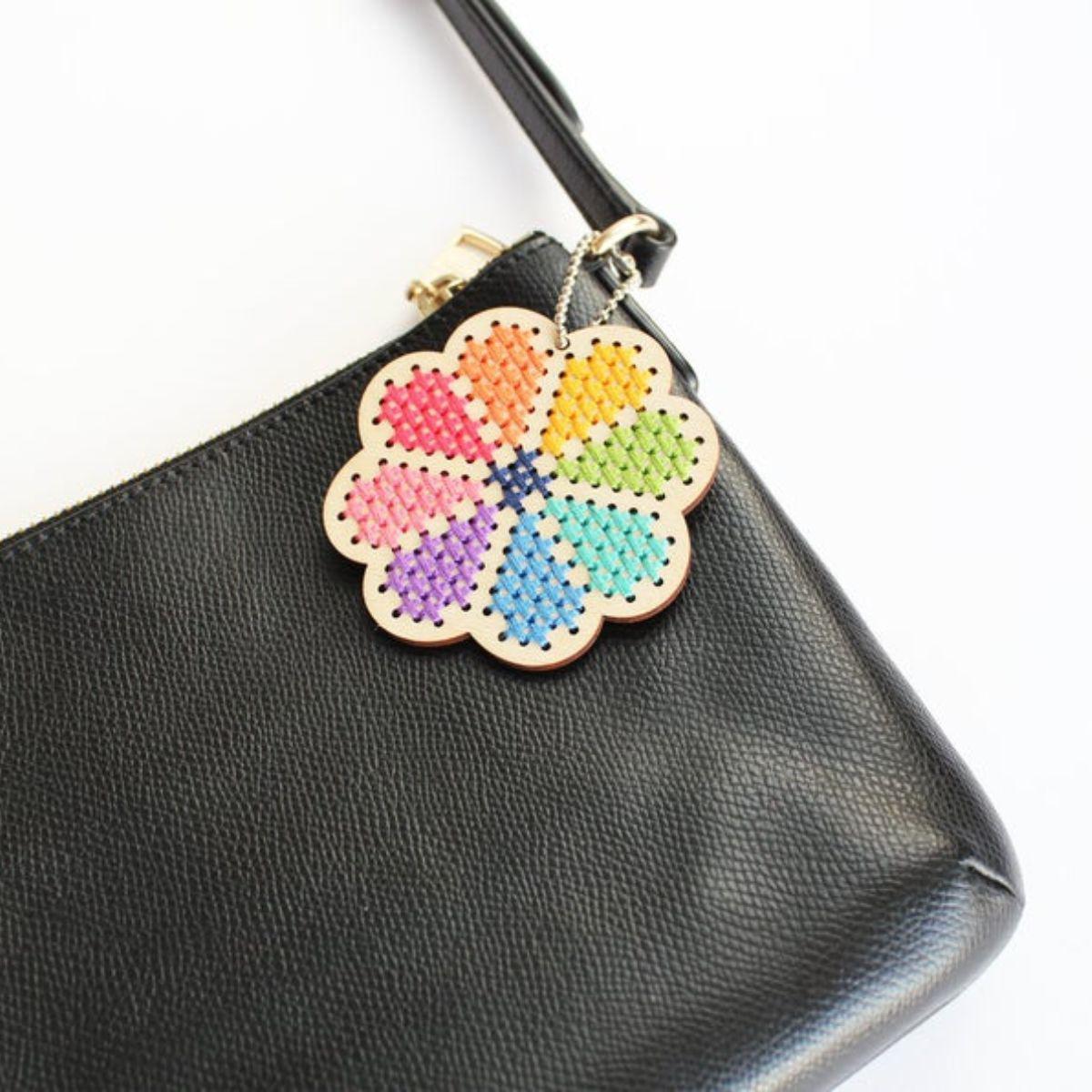 Diana Watters Handmade-Flower Power Keychain Cross Stitch Kit-xstitch kit-Default-gather here online