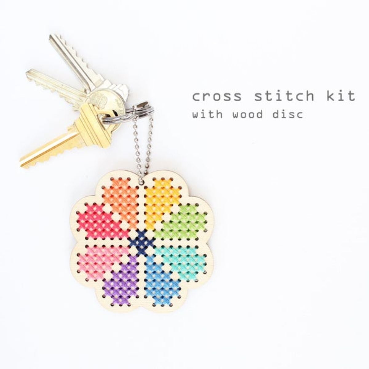 Diana Watters Handmade-Flower Power Keychain Cross Stitch Kit-xstitch kit-Default-gather here online