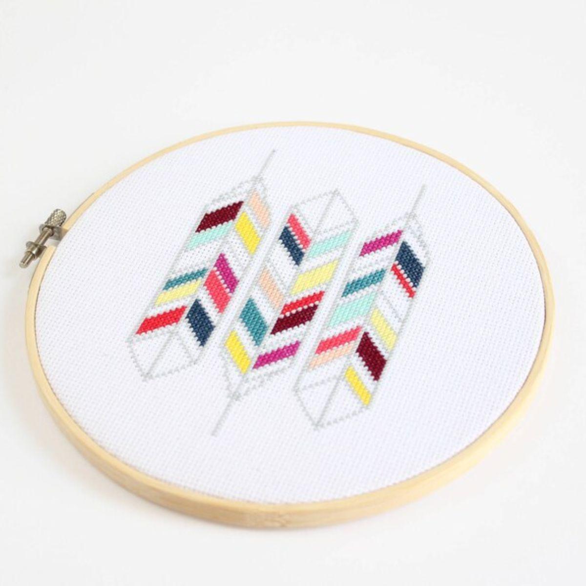 Diana Watters Handmade-Geometric Feathers 2 Cross Stitch Kit-xstitch kit-Default-gather here online