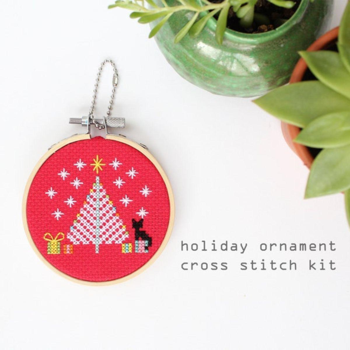 Diana Watters Handmade-Holiday Starry Night Ornament 3” Cross Stitch Kit-xstitch kit-gather here online