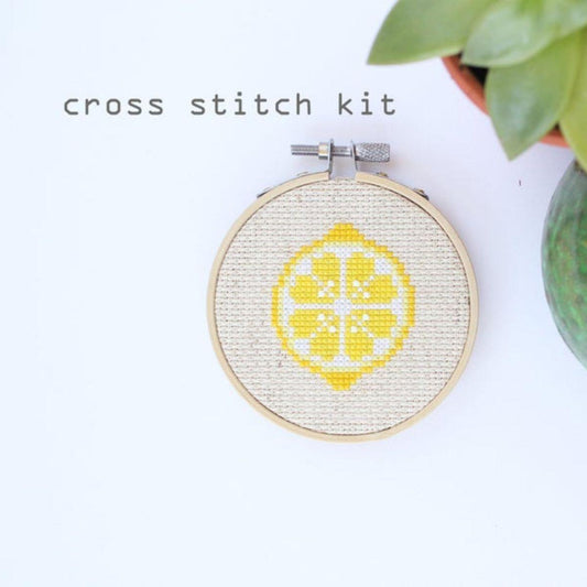 Diana Watters Handmade-Lemon 3” Cross Stitch Kit-xstitch kit-gather here online