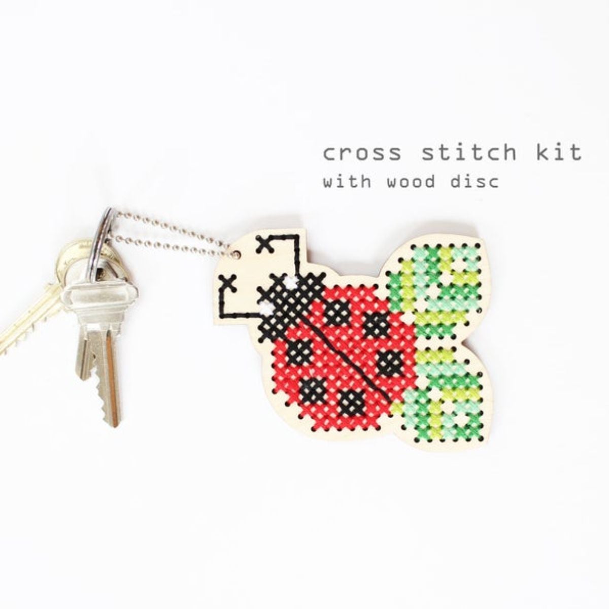 Diana Watters Handmade-Lucky Ladybug Keychain Cross Stitch Kit-xstitch kit-gather here online