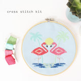 Diana Watters Handmade-Miami Pink Flamingos Cross Stitch Kit-xstitch kit-Default-gather here online