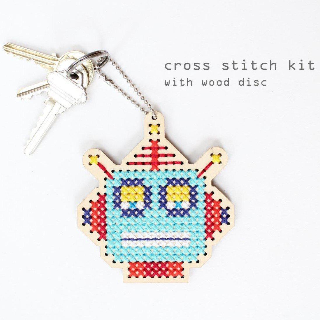 Diana Watters Handmade-Robot Robby Keychain Cross Stitch Kit-xstitch kit-gather here online