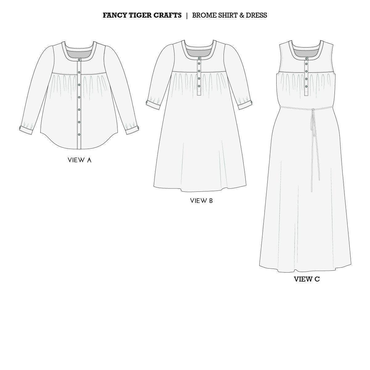 Fancy Tiger - Brome Dress + Shirt + Maxi Pattern - - gatherhereonline.com