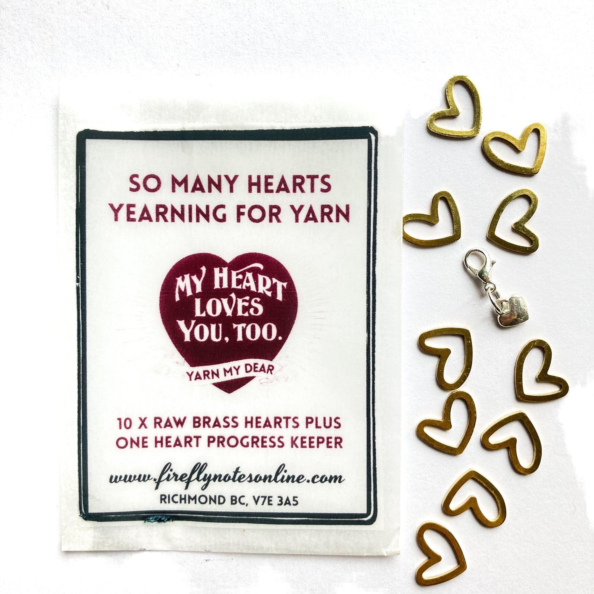Firefly Notes-Brass Hearts Stitch Marker Pack-knitting notion-gather here online