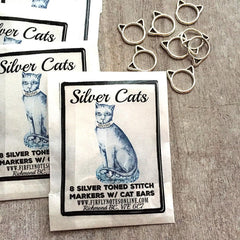 Firefly Notes-Cat Stitch Markers - Silver Large-knitting notion-gather here online