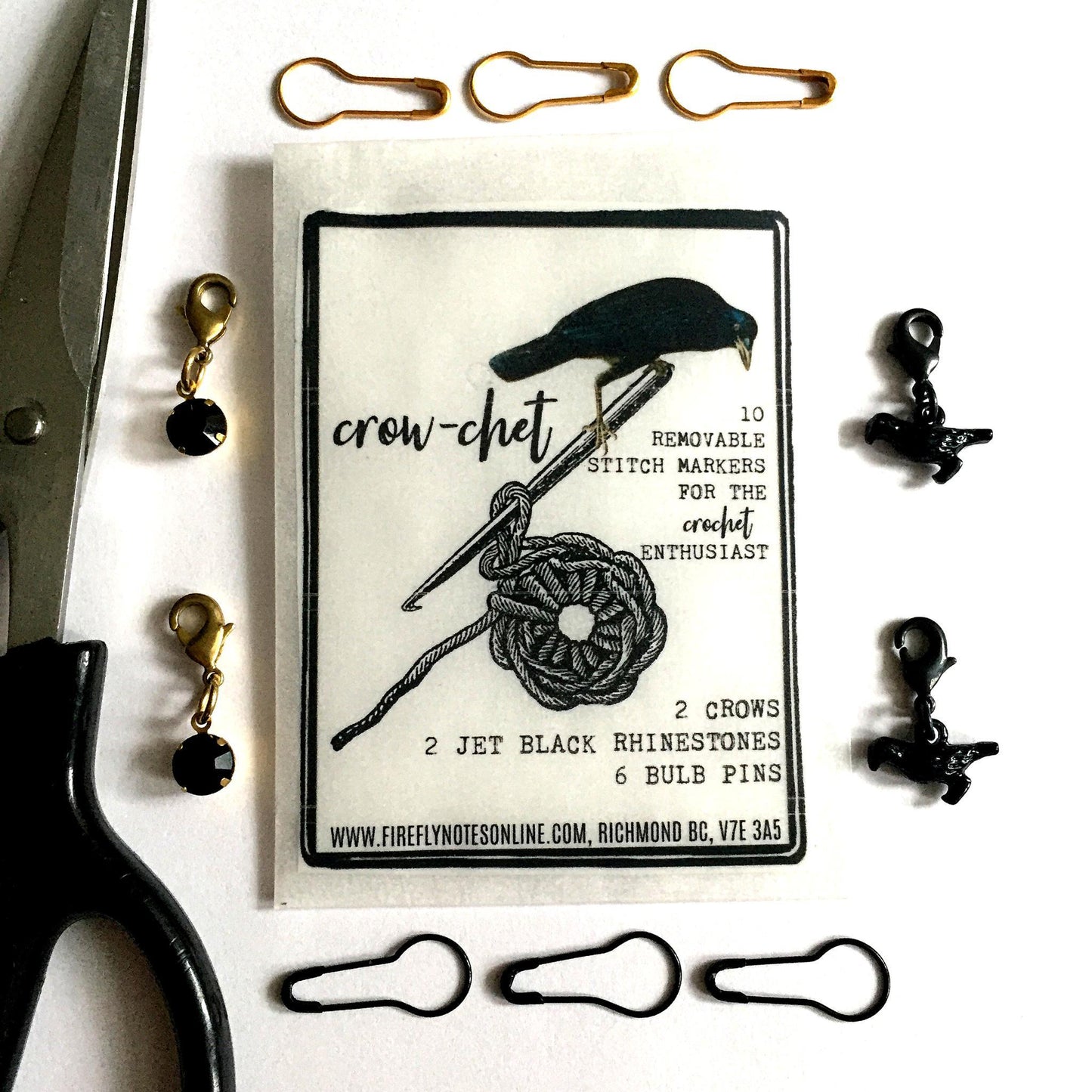 Firefly Notes-Crow-chet Crochet Stitch Marker Pack-knitting notion-gather here online