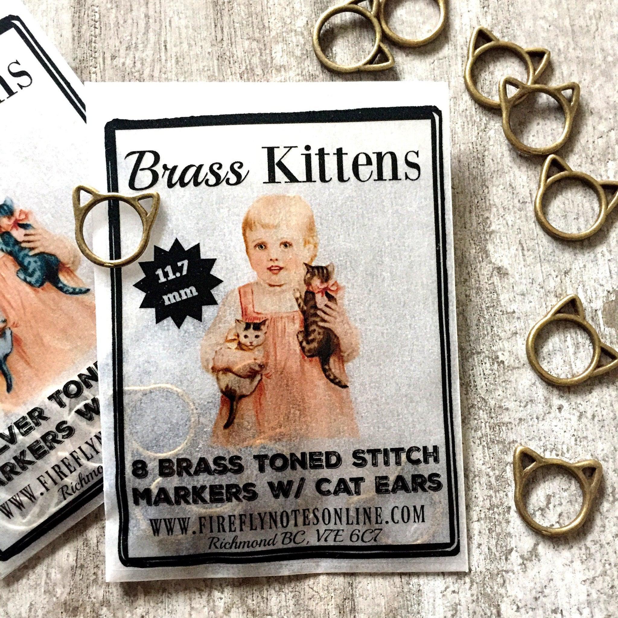 Firefly Notes-Kitten Stitch Markers - Medium Brass-knitting notion-gather here online