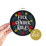 Junebug and Darlin-Fuck Gender Roles, 6" Cross Stitch Kit-xstitch kit-gather here online
