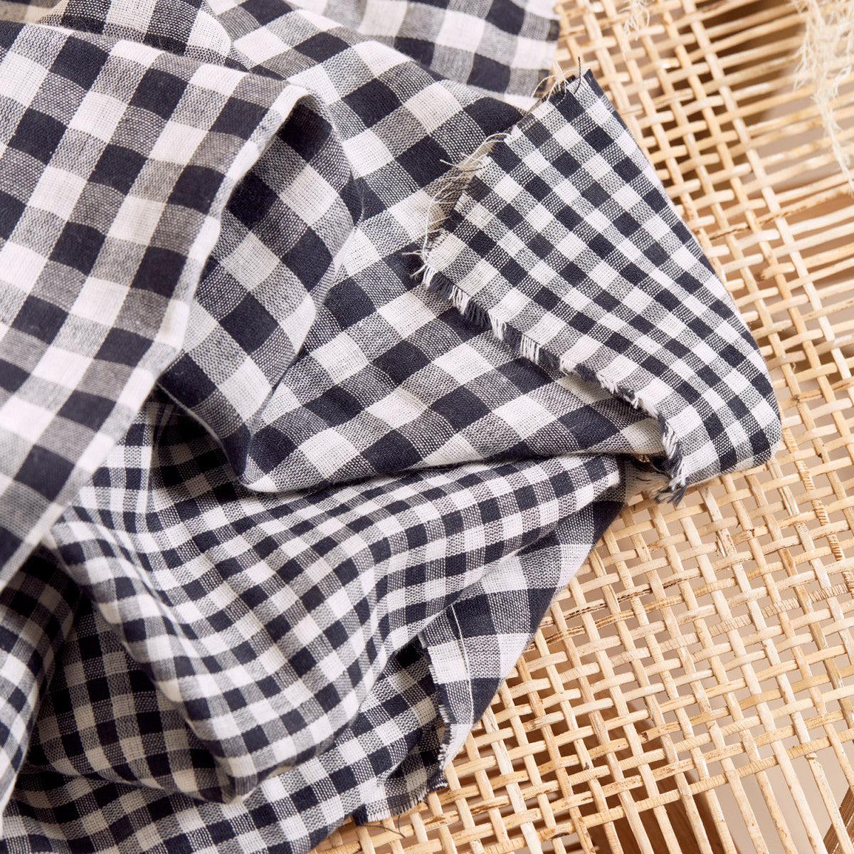 Atelier Brunette-Gingham Off-White Night Double Gauze-fabric-gather here online