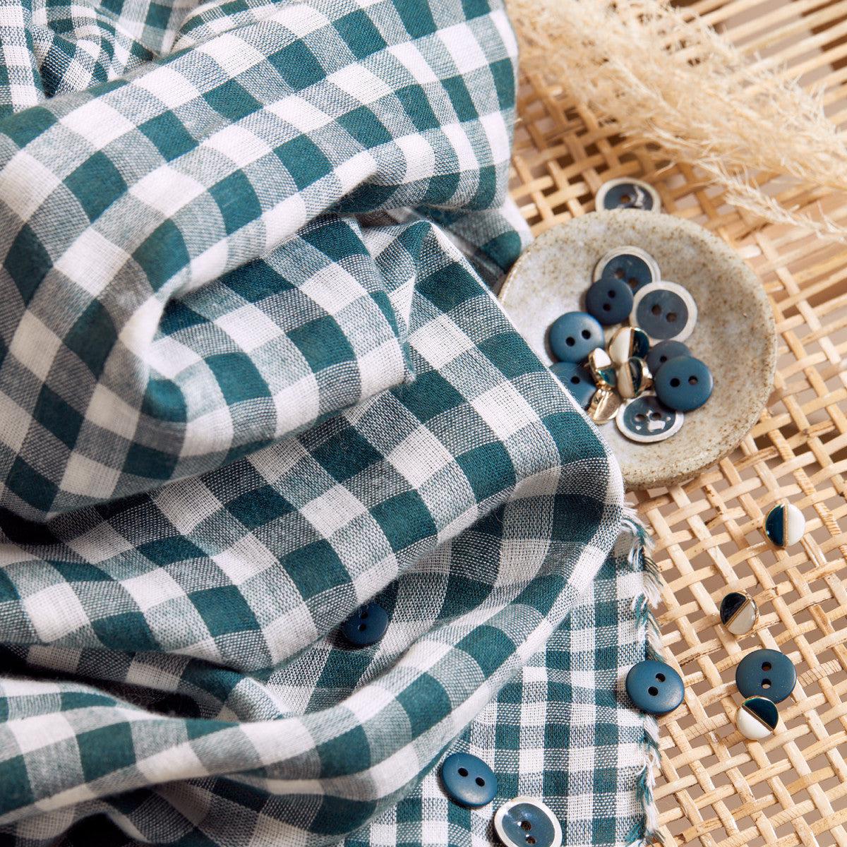 Atelier Brunette-Gingham Off-White Smokey Double Gauze-fabric-gather here online