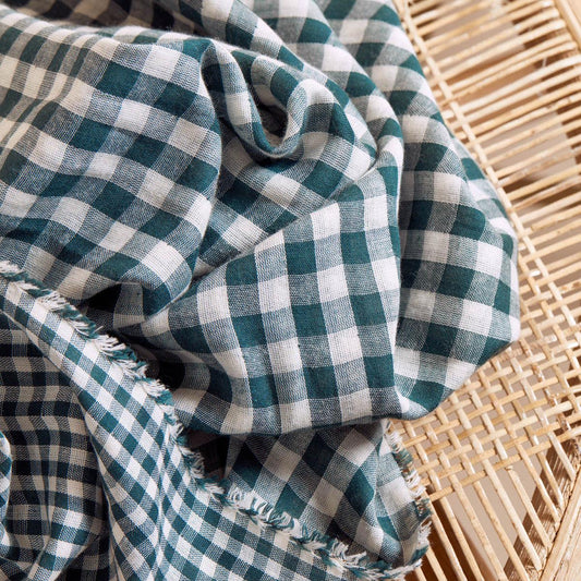 Atelier Brunette-Gingham Off-White Smokey Double Gauze-fabric-gather here online