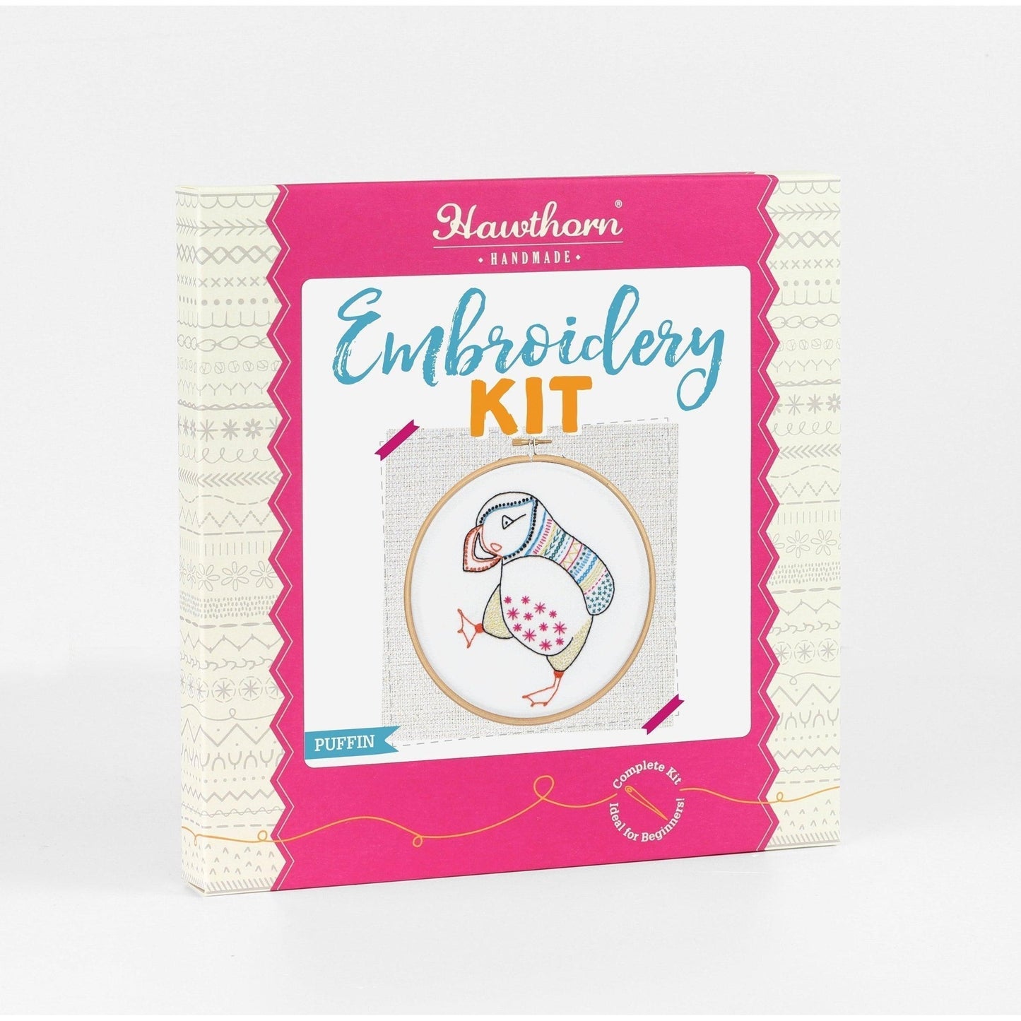 Hawthorn Handmade-Puffin on White Embroidery Kit-embroidery kit-gather here online