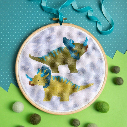 Hawthorn Handmade-Triceratops Cross Stitch Kit-xstitch kit-gather here online