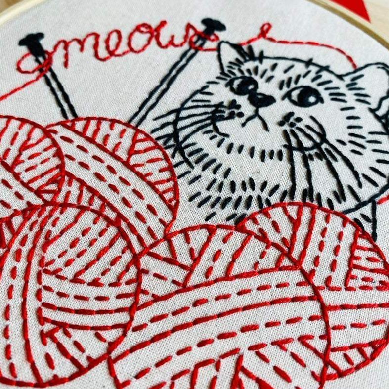 Hook, Line & Tinker - Knittin’ Kitten Embroidery Kit - - gatherhereonline.com