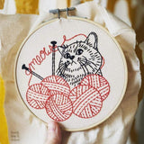 Hook, Line & Tinker - Knittin’ Kitten Embroidery Kit - - gatherhereonline.com
