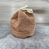 Denise Snow Williams-One of a Kind Drawstring Project Bags-accessory-Round Bottom - Jacquard Quilted Cotton Dauphine (pink) w/out pocket-gather here online