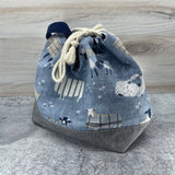 Denise Snow Williams-One of a Kind Drawstring Project Bags-accessory-XL Sheep on Canvas w/ Divided Int.-gather here online