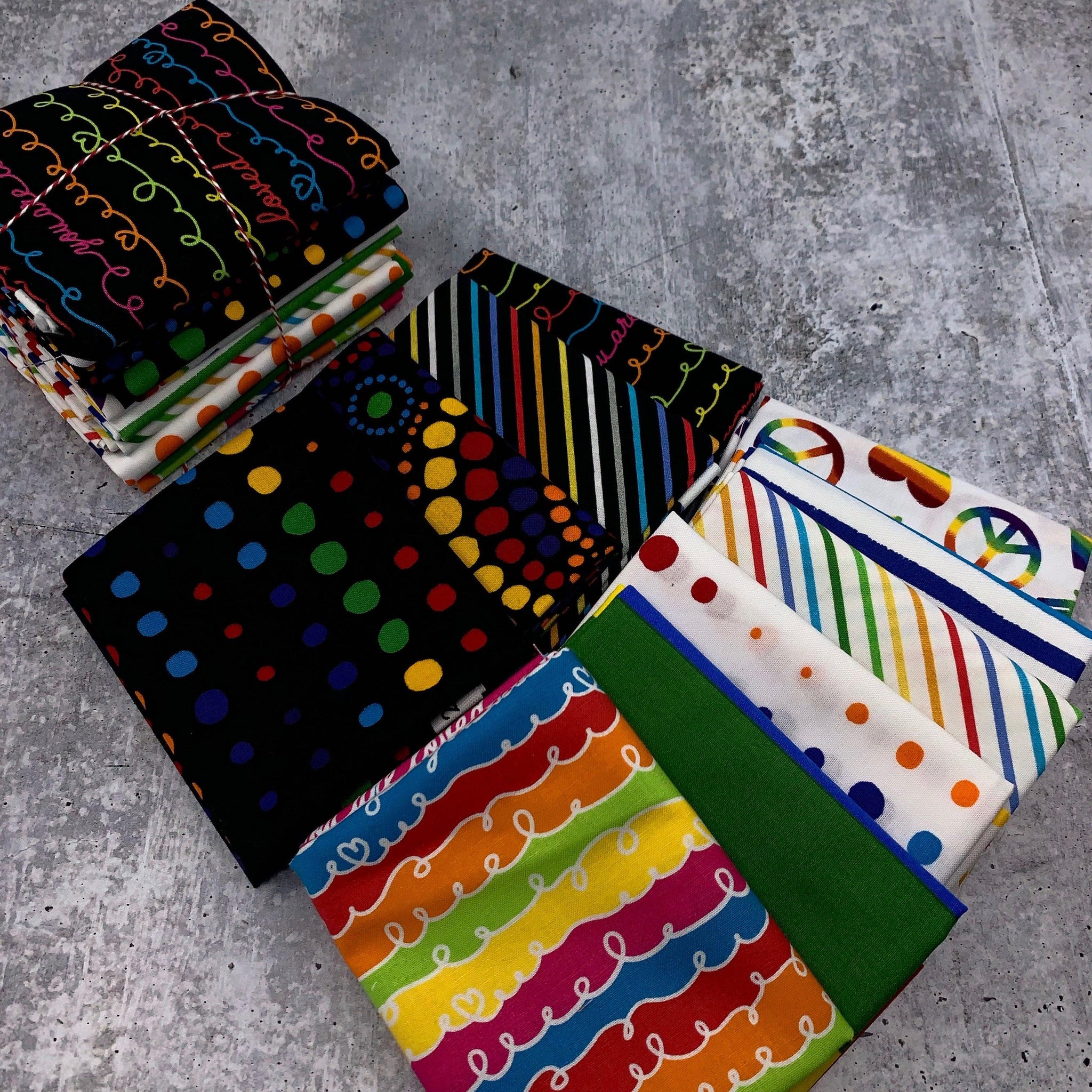gather here-Fat Quarter Bundle of Rep the Rainbow! (10 Pieces)-fat quarters-gather here online