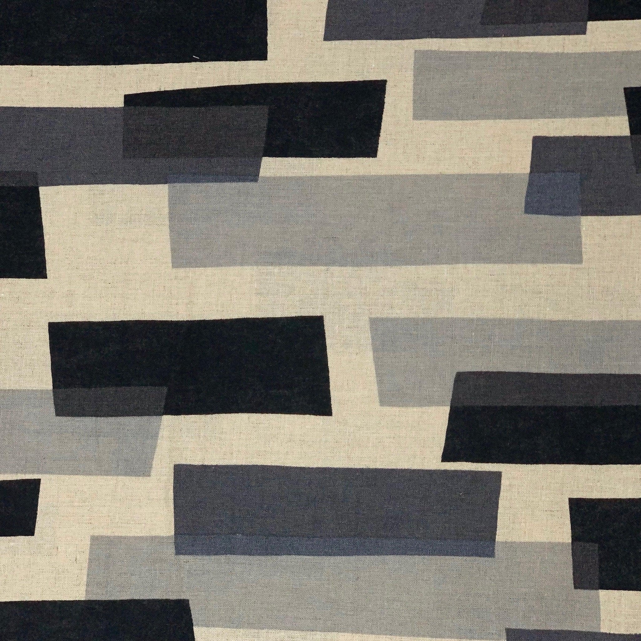 Kokka-Geo-Blocks Monochrome on Cotton/Linen Canvas-fabric-gather here online