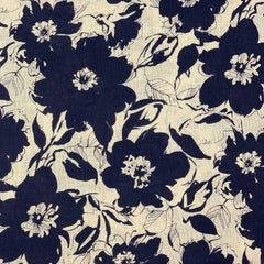 Kokka-Large Floral Ink Black on Cotton/Linen Canvas-fabric-gather here online