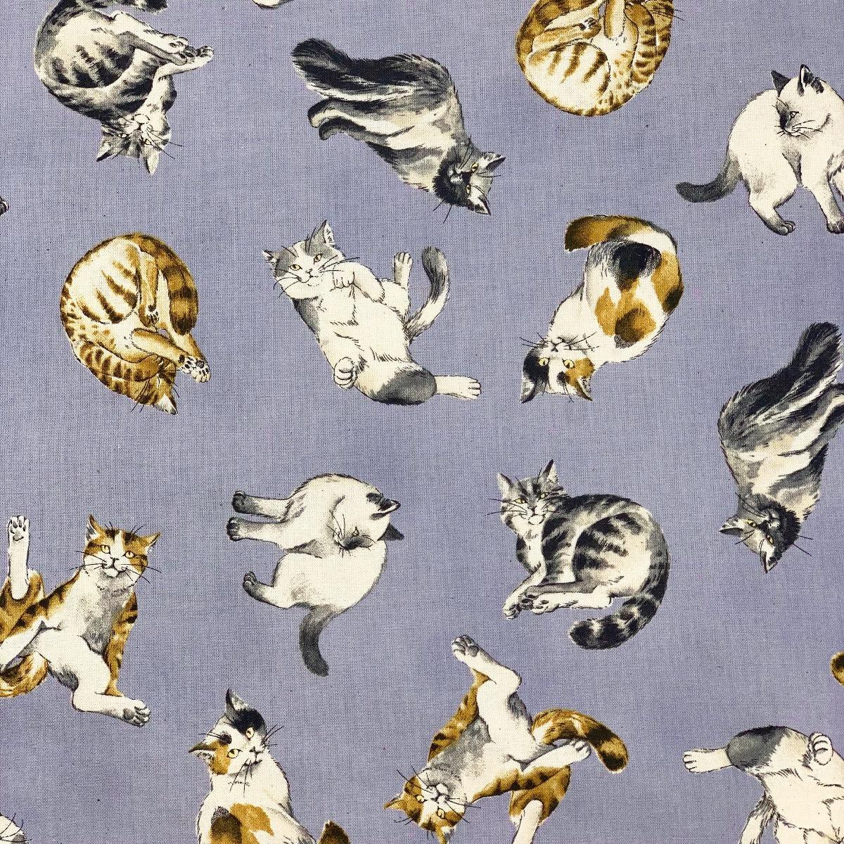 Kokka-Sassy Cats on Cotton Canvas-fabric-gather here online