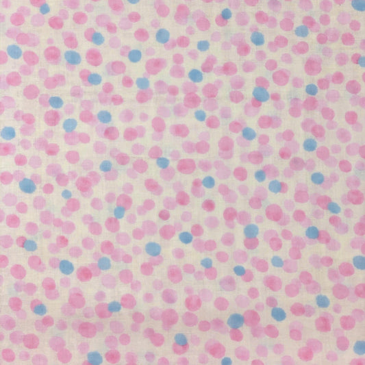 Kokka-Soft Pink/Blue Dots on Cotton Double Gauze-fabric-gather here online