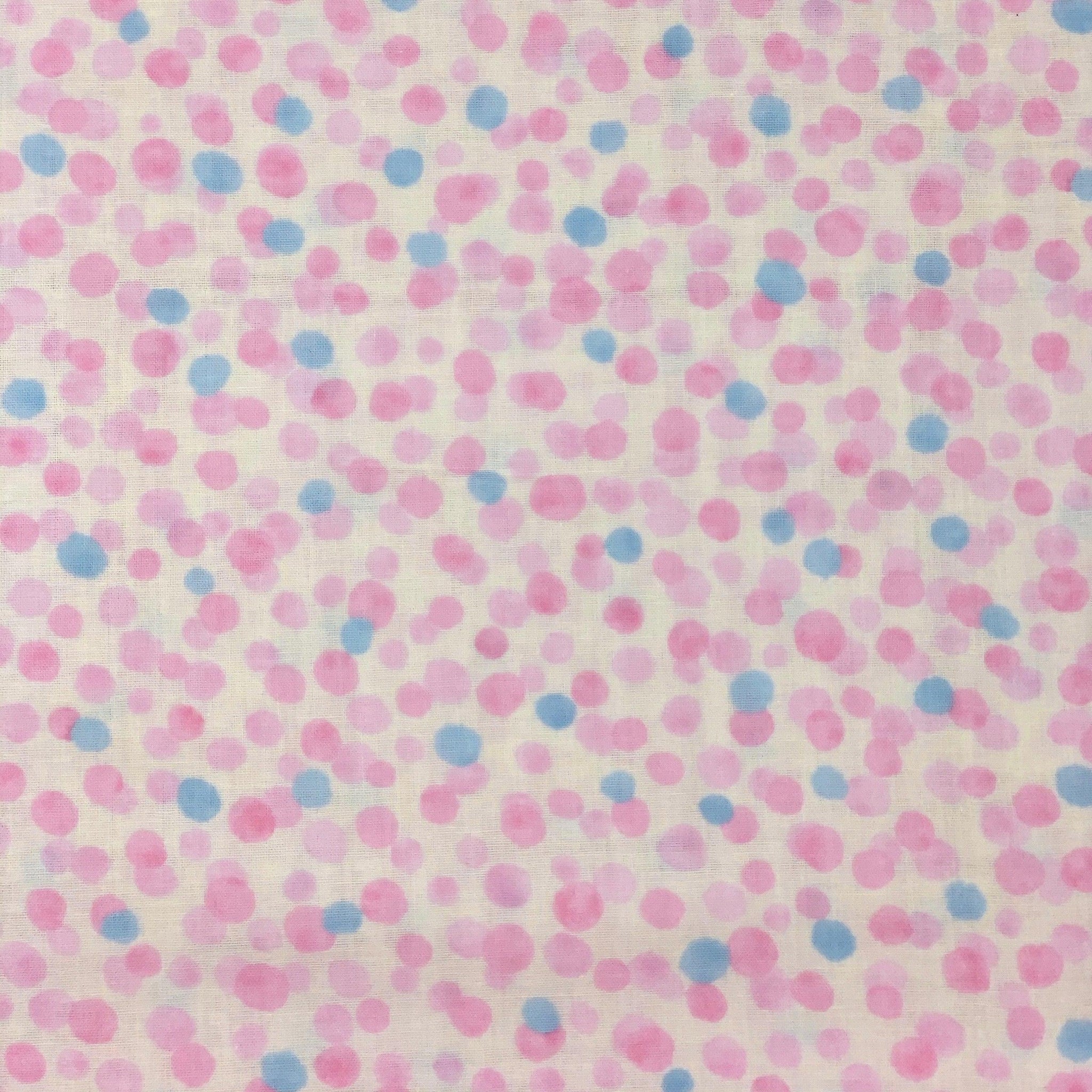 Kokka-Soft Pink/Blue Dots on Cotton Double Gauze-fabric-gather here online