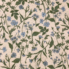Kokka-Pollination Blue Stems on Cotton/Rayon Lawn-fabric-gather here online