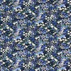 Kokka-Small Blue Floral Cotton Rayon Blend-fabric-gather here online